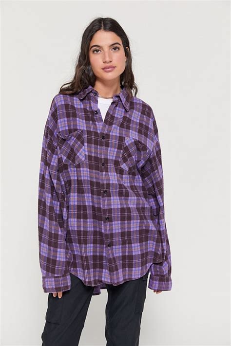 Urban Renewal Recycled Overdyed Flannel Shirt Urban Outfitters
