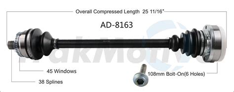 CV Axle Shaft Rear Surtrack AD 8163