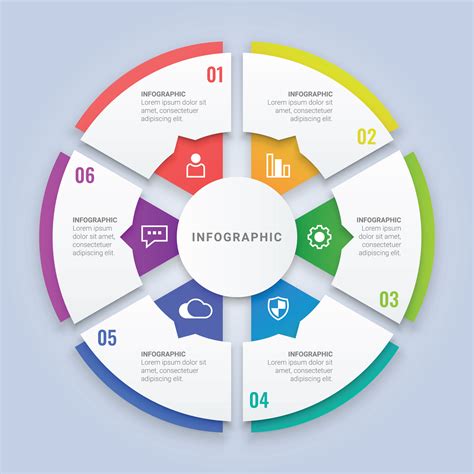 3d Circle Infographic Template With Six Options For Workflow Layout