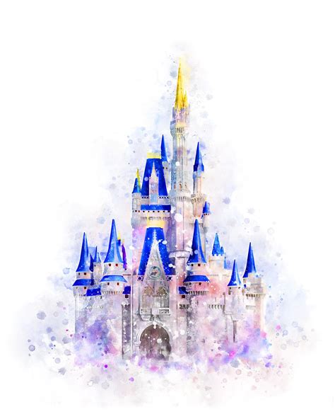 Disney Castle Watercolor Art Print Cinderella Castle Artwork Etsy In 2021 Disney Princess