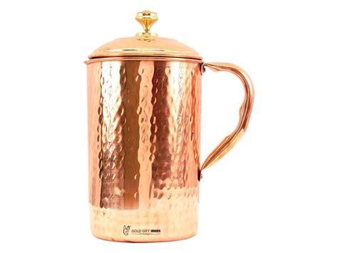 Goldtideas Pure Copper Hammered Water Jug Pitcher Drinkware And