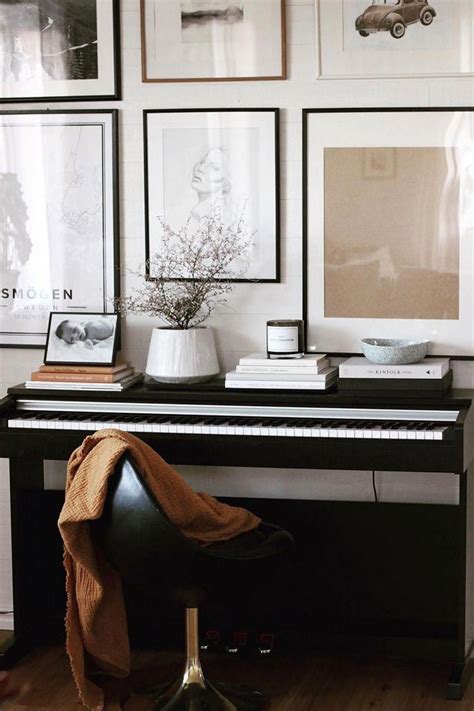 Piano Keyboard And Gallery Wall In A Cosy Home In Smögen Sweden