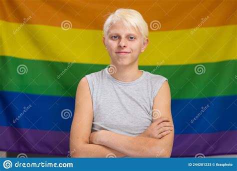 gay blond guy with blue eyes lgbt community stock image image of person discrimination 244201233