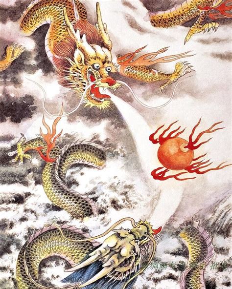 Chinese Silk Painting Scroll Animals Painting Two Jet Fire