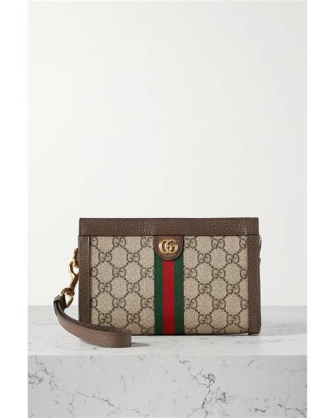 Gucci Ophidia Webbing Trimmed Textured Leather And Printed Coated