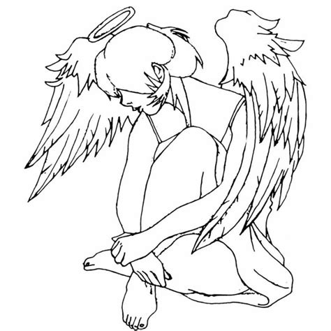 Cherub tattoos seem to be the most popular tattoo of choice. Awesome outline animated sitting angel girl tattoo design ...