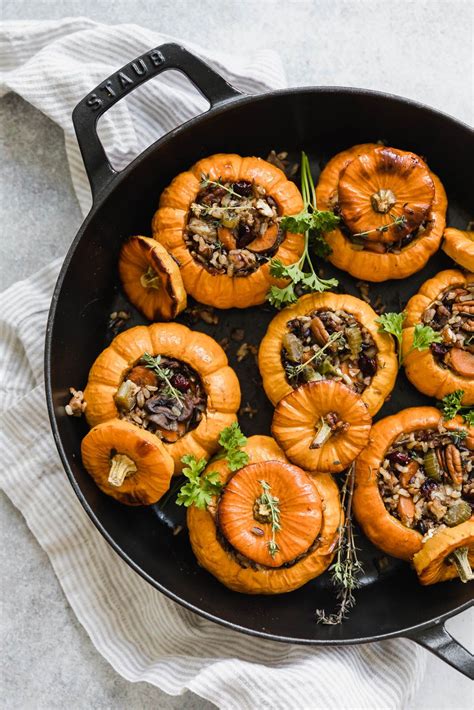 Mini Wild Rice Stuffed Pumpkins Recipe Thanksgiving Recipes Fall