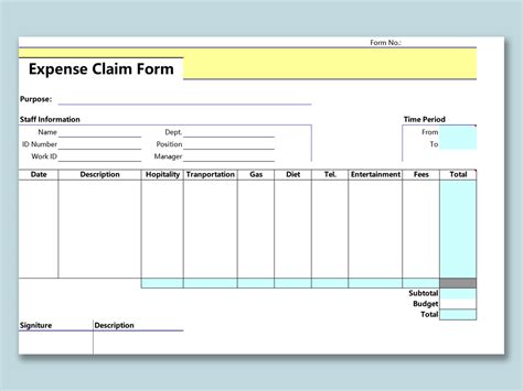 Excel Of Expense Claim Formxlsx Wps Free Templates