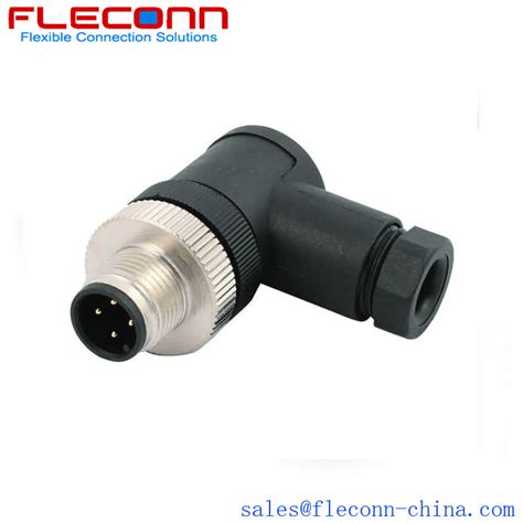 M12 4 Pole Connector Right Angle Male