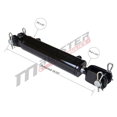 2 Bore X 8 Stroke Hydraulic Cylinder Ag Clevis Double Acting Cylinder Magister Hydraulics