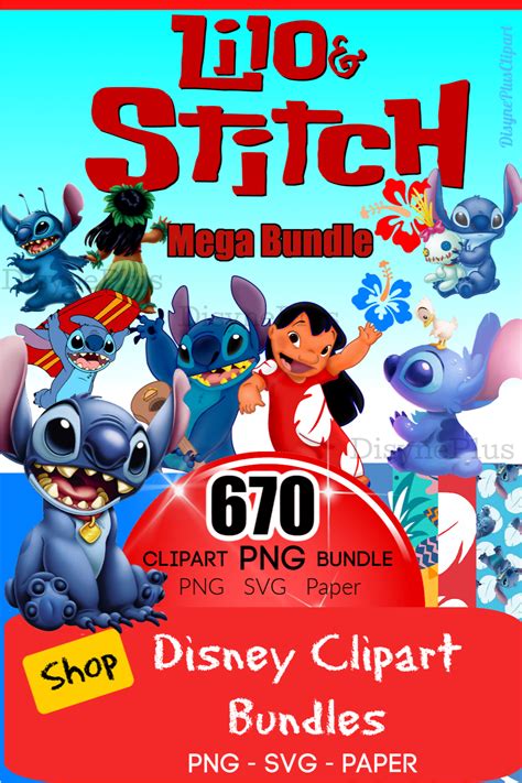 The Disney Clipart Bundle Includes An Image Of Lilo Stitch And Other