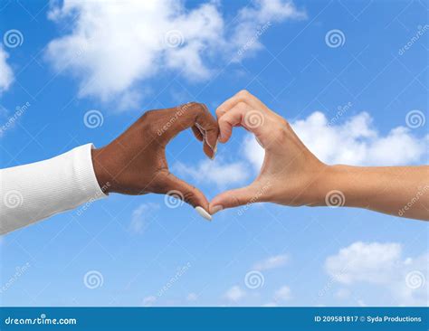 Black And White Hands Making Heart Gesture Stock Image Image Of