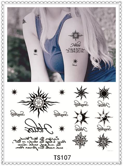 Yeeech Temporary Tattoos Sticker Water Transfer Fake Supernatural Sunshine Circle Black Sex