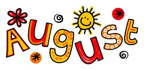 August Month Of The Year Doodle Text Lettering 3272385 Vector Art At