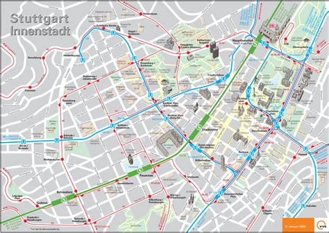 Stuttgart stadtbahnnetz hat eine gesamtlänge von 195 km und 77 stationen, von denen nur 30 unterirdisch liegen (zentrum von stuttgart). Stuttgart Downtown Map • Mapsof.net