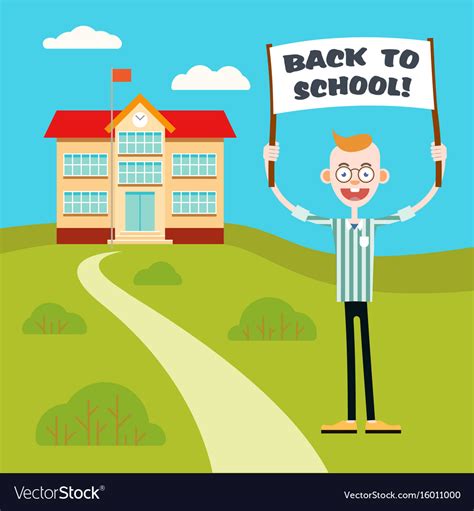 Boy With A Poster Go Back To School Royalty Free Vector