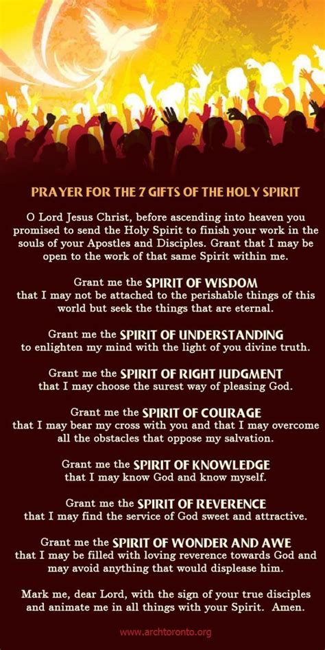 Prayer For The Seven Ts Of The Holy Spirit Christianity