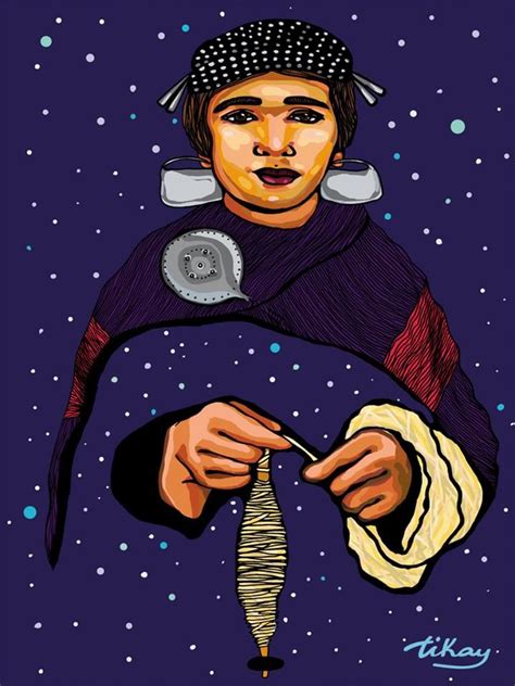 Tienen distintos métodos para saber cuándo es el we tripantu. Ilustración de Tikay . ( Recuperación de técnicas textiles ...
