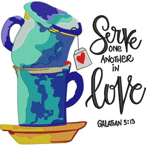 Serve One Another In Love Quote Embroidery Design