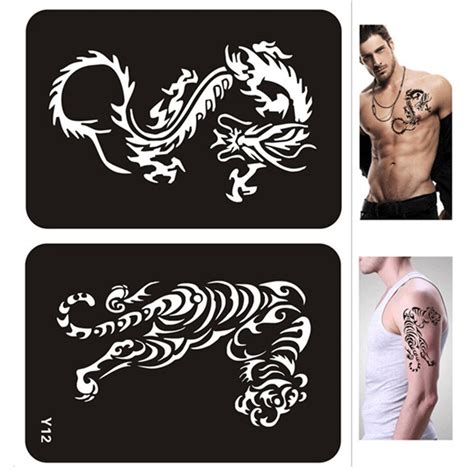 Since henna will be applied to the skin then you cannot avoid the possibility of an allergic reaction. Big Henna Tattoo Stencils 2 Designs Dragon Tiger Airbrush ...
