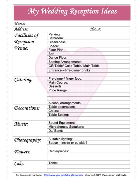 Wedding Flower Checklist Printable Best Flower Site