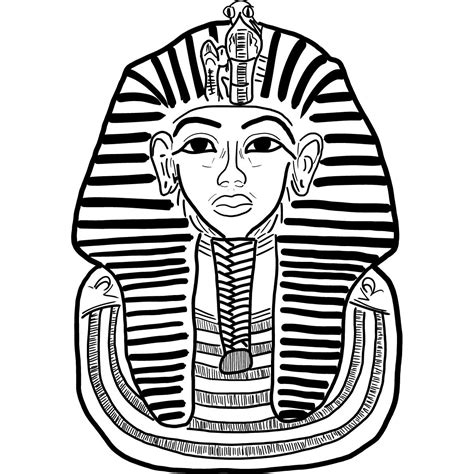 Tutankhamun Black And White Illustration Tutankhamun Reference
