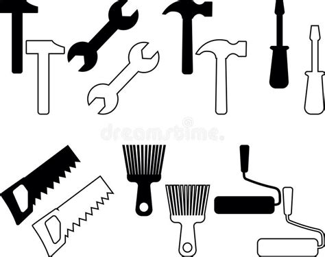 Construction Tools For Construction And Repair Black Silhouette Black