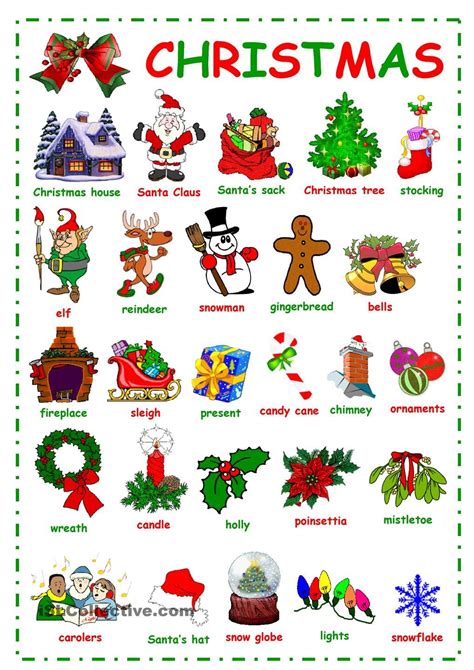 Christmas Vocabulary Christmas Worksheets English Christmas