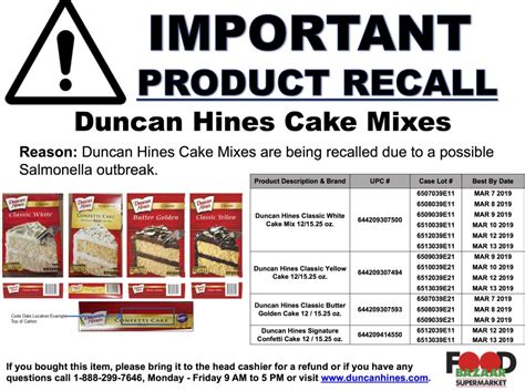 Recall Duncan Hines Cake Mixes | Food Bazaar Supermarket