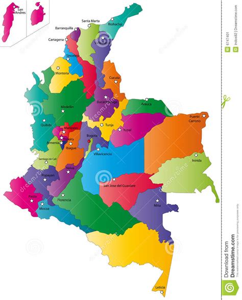 De Kaart Van Colombia Vector Illustratie Illustratie Bestaande Uit