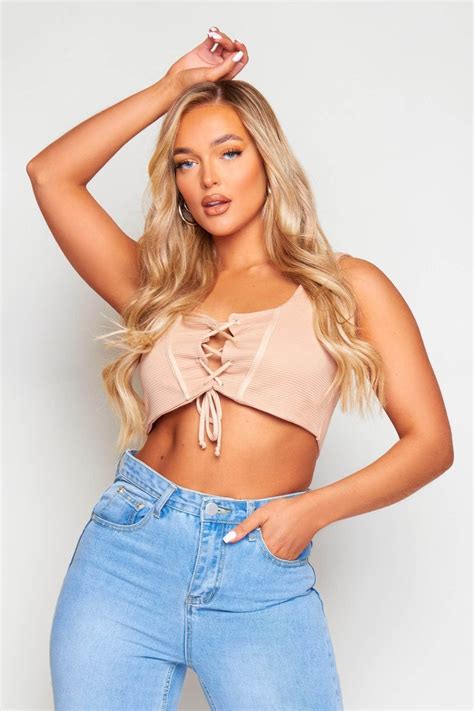 Nude Ribbed Lace Up Crop Top Hidden Fashion