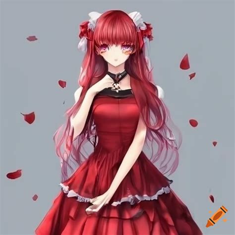 Detailed Red Dress In Anime Style