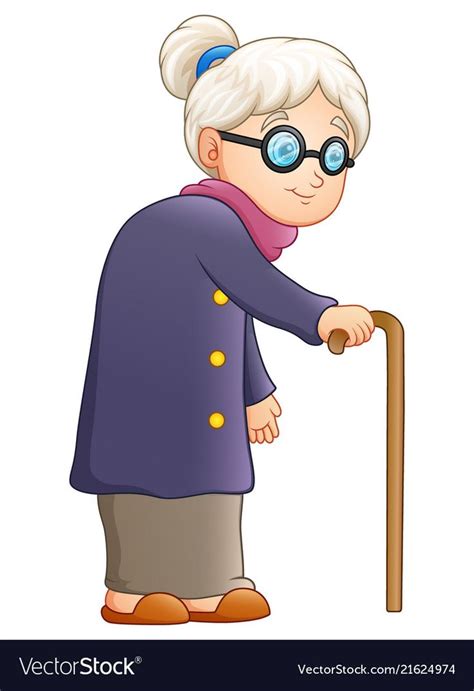 Illustration Of Old Lady With A Cane Download A Free Preview Or High