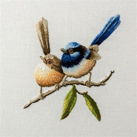 Australian Fairy Wrens Bird Embroidery Australian Birds Embroidery