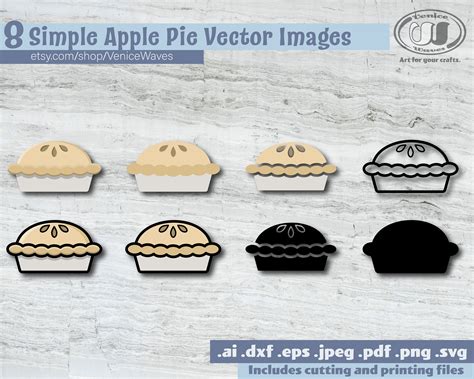 Simple Apple Pie Svg Apple Pie Cut File Apple Pie Clipart Etsy