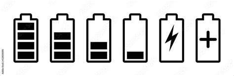 Battery Icon Set Battery Charge Level Battery Charging Icon Vector