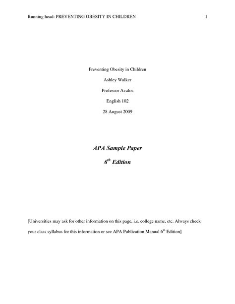 Sample Of Apa Format Paper 6th Edition Tribeper