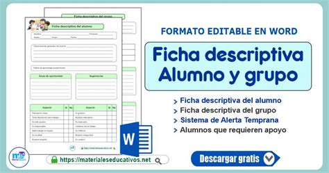 Ficha Descriptiva Del Alumno Y De Grupo 2022 Materiales Educativos