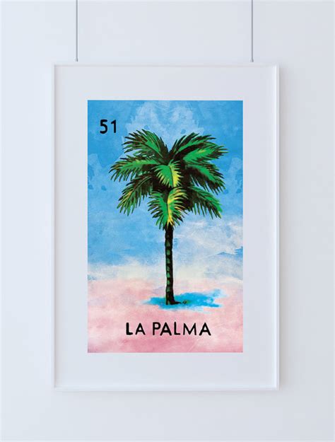 Loteria La Palma Mexican Retro Illustration Art Print Vintage Giclee On