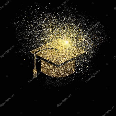 Graduation Cap Gold Glitter Symbol Illustration — Stock Vector