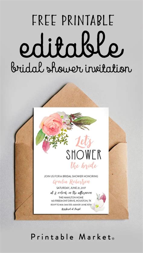 Free Printable Mason Jar Bridal Shower Invitations Template
