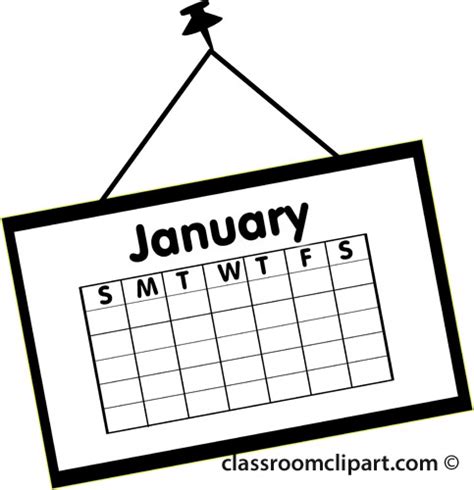 Calendar Clipart Calendarjanuaryoutline2 Classroom Clipart
