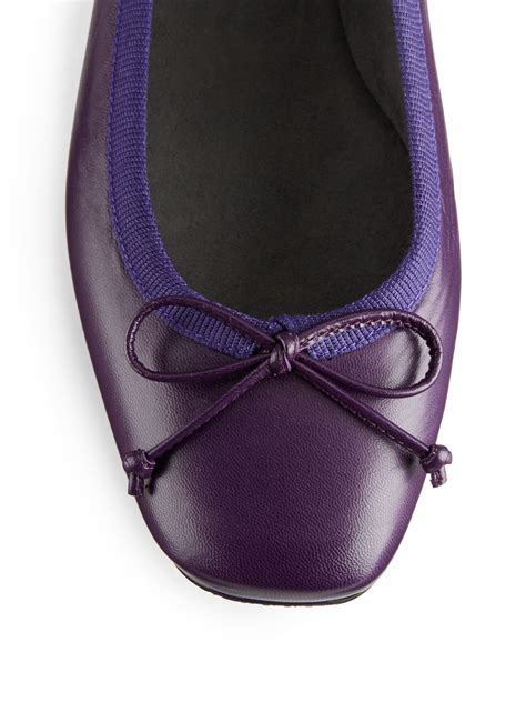Stuart Weitzman Shoe String Leather Ballet Flats In Purple Lyst