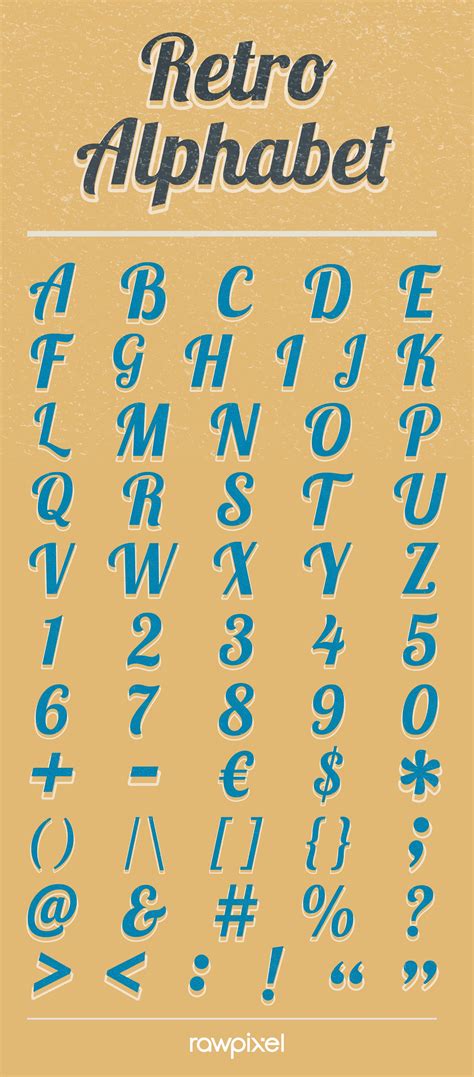High Definition Printable Retro 70s Bold Font A Z Alphabet Numbers
