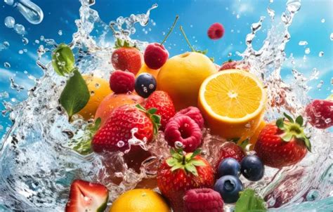 Wallpaper Water Squirt Berries Fruit Neural Network For Mobile And Desktop Section
