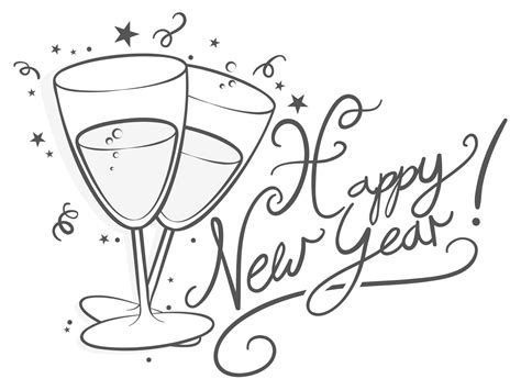 A Toast New Year Clipart Newyear Clipart Black And White