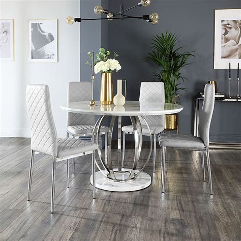 3.6 out of 5 stars 6. Savoy Round White Marble and Chrome Dining Table with 4 ...