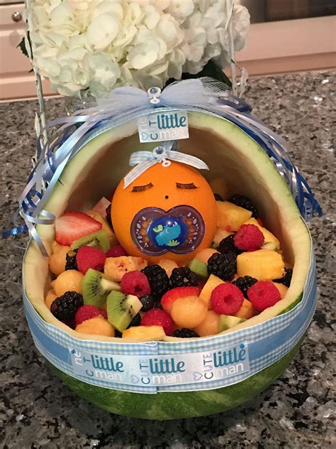 Baby Boy Watermelon Cradle With Fruit Salad Baby Shower Fruit Salad