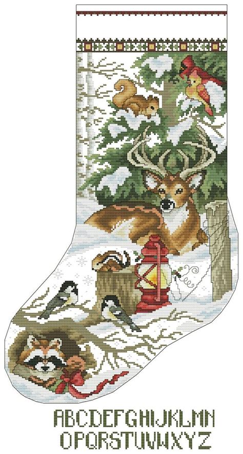 Winter Woodland Christmas Stocking Counted Cross Stitch Pattern