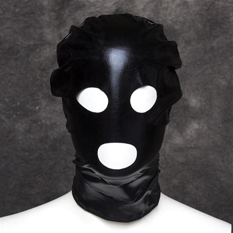 Pu Leather Hood Mask Bondage Restraint Open Mouth Eye Sex Mask Fetish